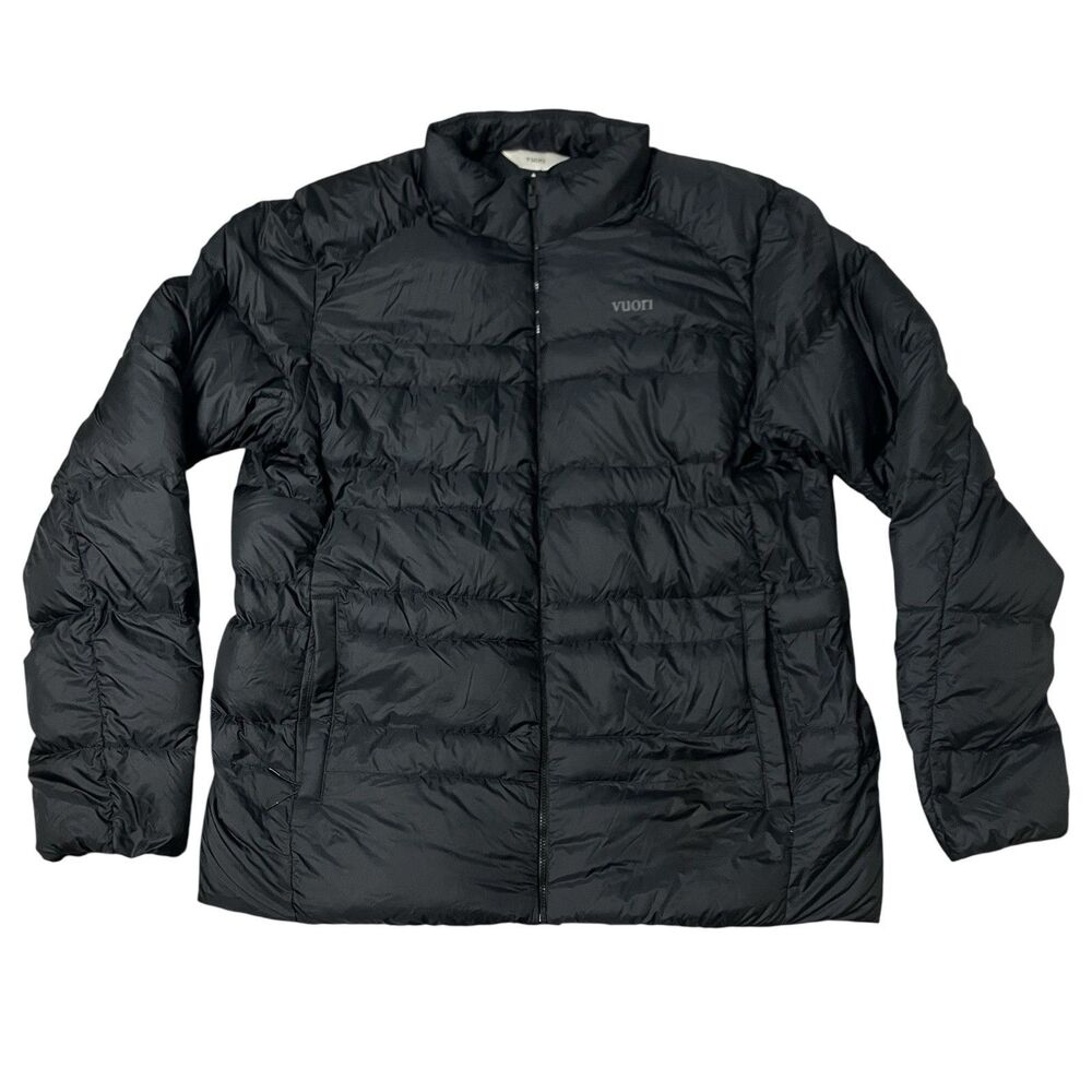 Vuori Puffer Jacket‎ Mens XL Black Quilted Lightweight Full Zip Insulated V584